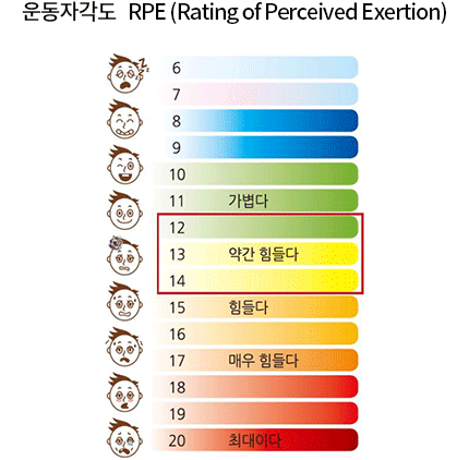 운동자각도 RPE (Rating of Perceived Exertion) 그림